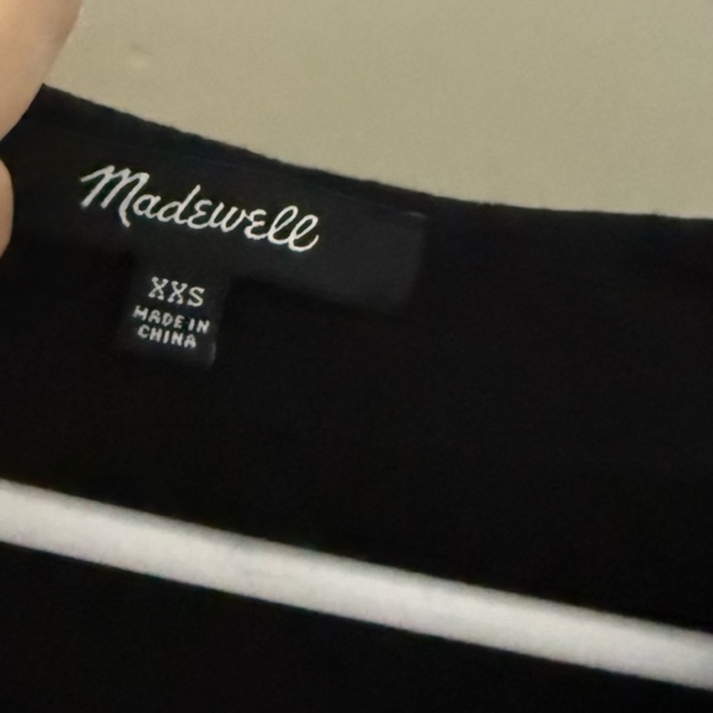 Madewell Black Side-Button V neck Short Sleeve Easy Mini Sun Dress Sundress - Picture 3 of 9